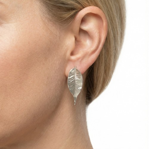 Fikus - Kolczyki sztyfty z liścia fikusa srebro