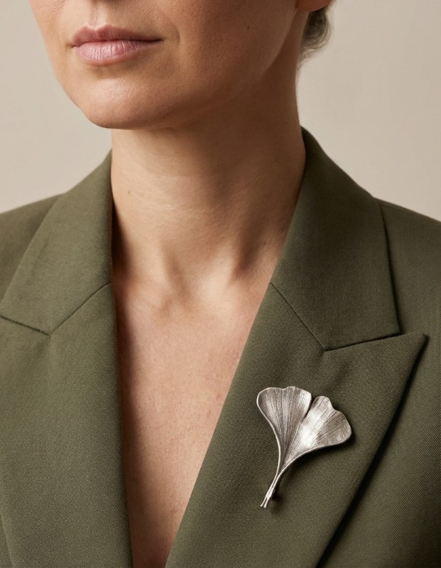 broszka miłorząb na modelce