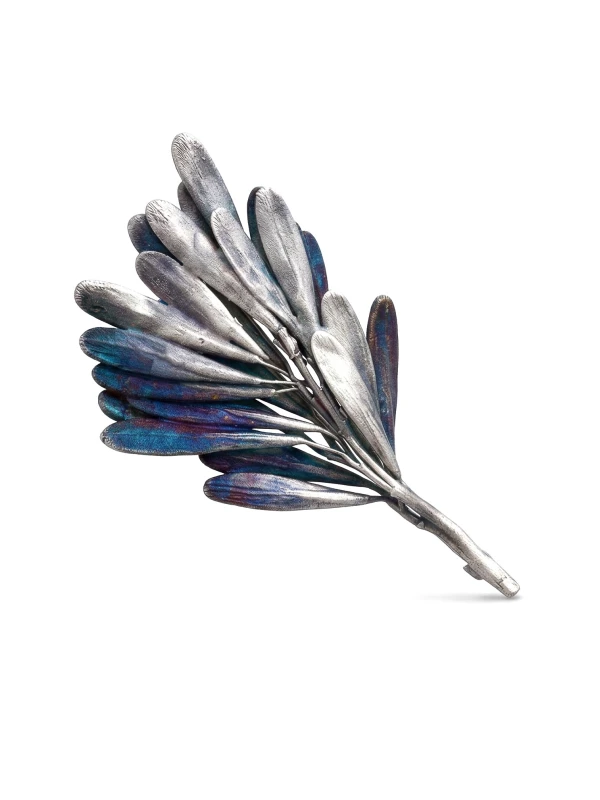 Srebrna broszka galwaniczna z jesionu